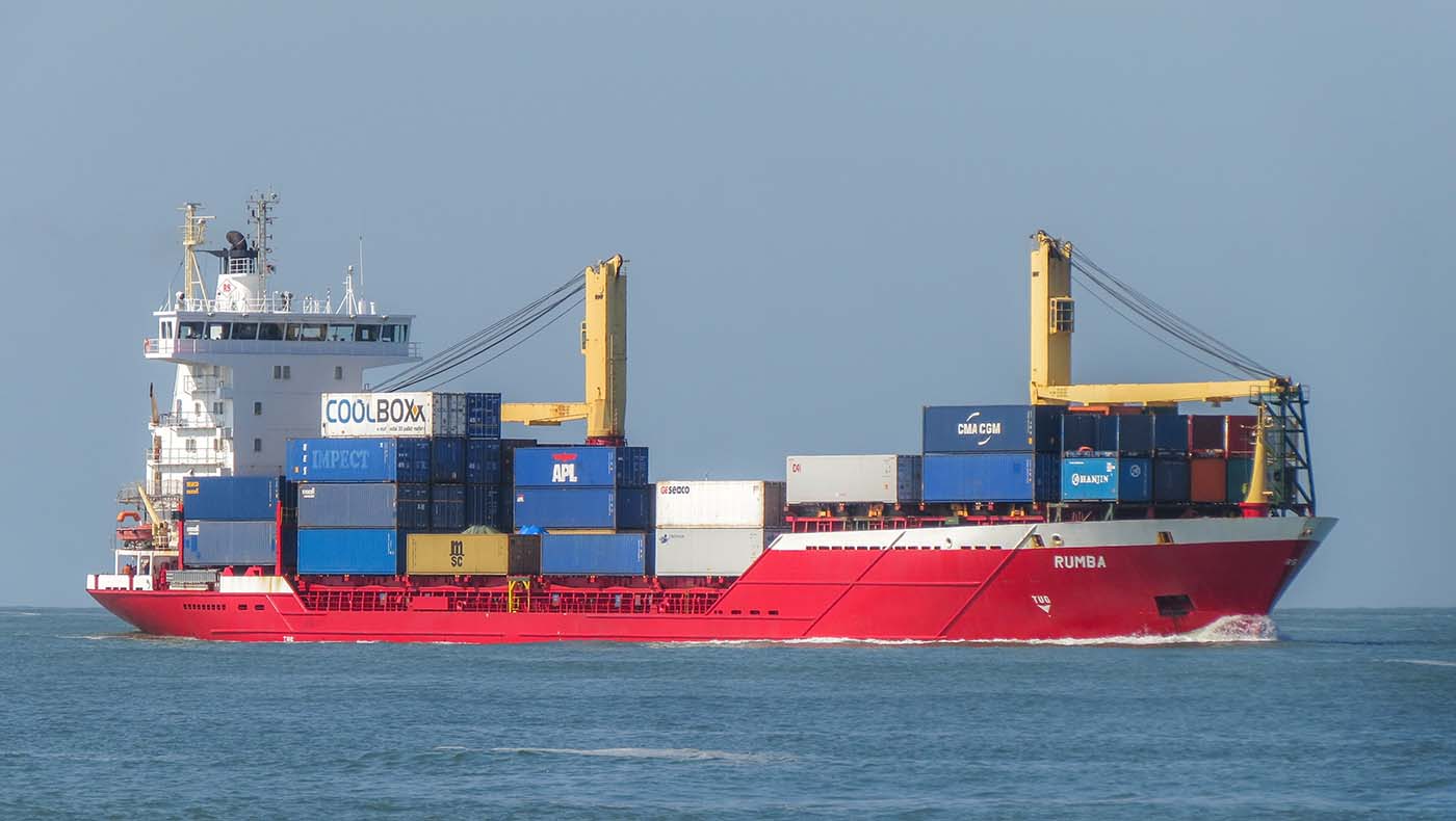 Container ship MV Rumba at sea.